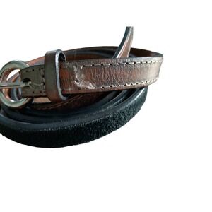 Loft Womens Brown Suede Genuine Leather Belt 5 Holes Size L